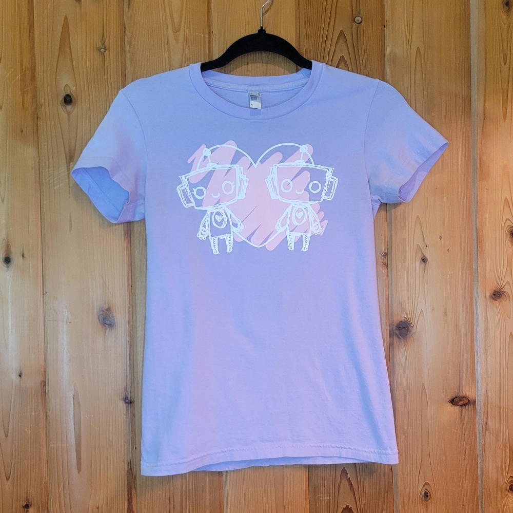 Cute pastel robot love t-shirt (original artist design)